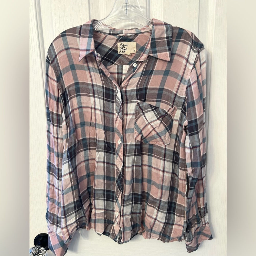 Cosmic Blue Love size medium button up shirt